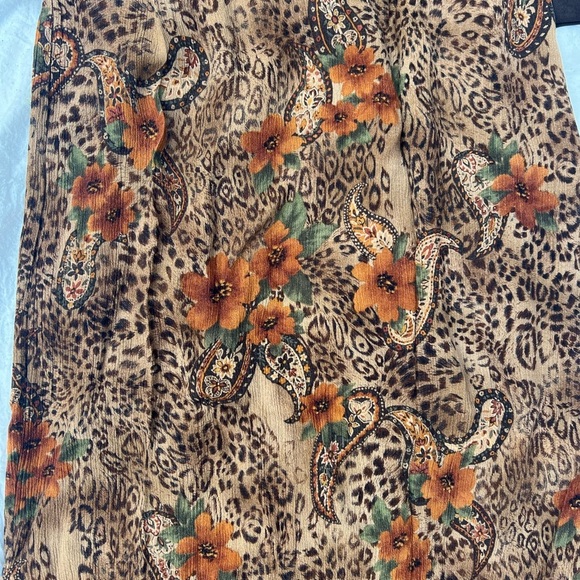 R&K Brown and Orange Leopard Print Pencil Skirt and Suede Jacket Coord Set - Picture 7 of 9